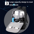 Expandable waterproof laptop backpack for business with USB port (Black)