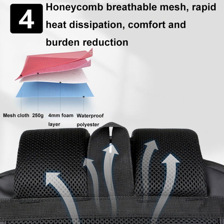 Expandable waterproof laptop backpack for business with USB port (Black)