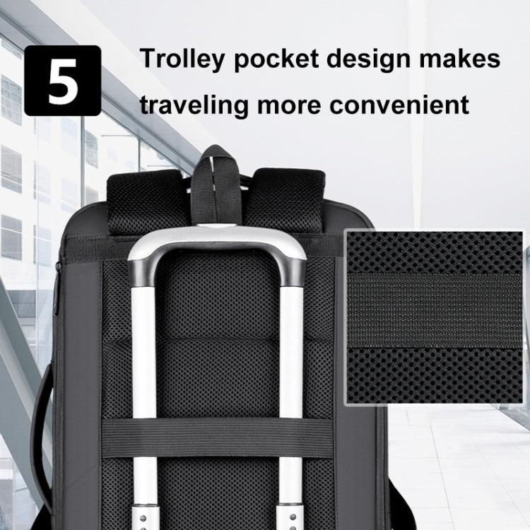 Expandable waterproof laptop backpack for business with USB port (Black)