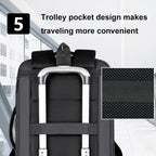 Expandable waterproof laptop backpack for business with USB port (Black)