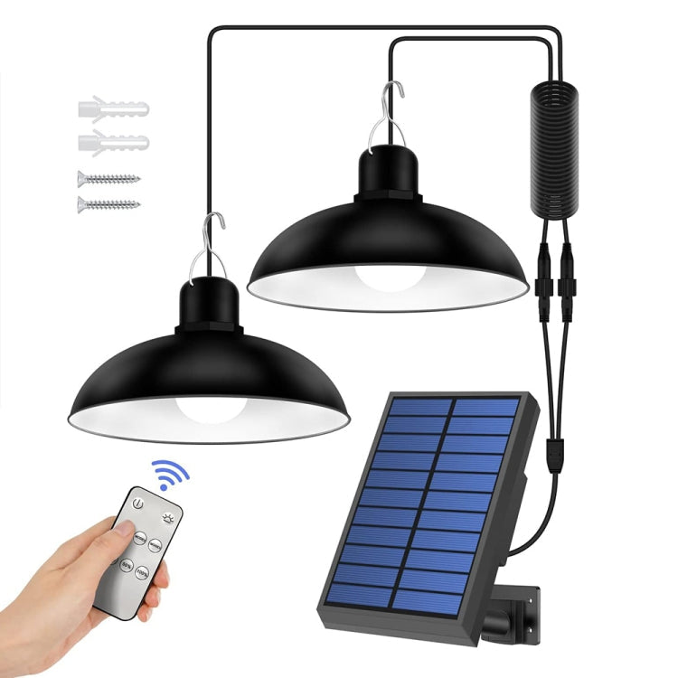 IP65 Waterproof Outdoor Solar LED Pendant Light Indoor Lighting, Specification: Double White Light with Remote Control