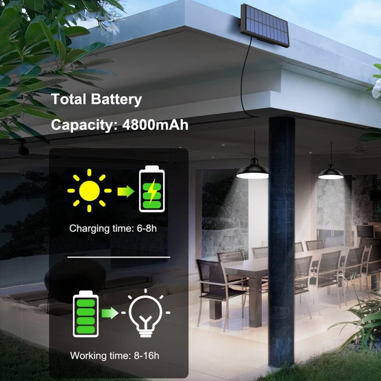 IP65 Waterproof Outdoor Solar LED Pendant Light Indoor Lighting, Specification: Double White Light with Remote Control