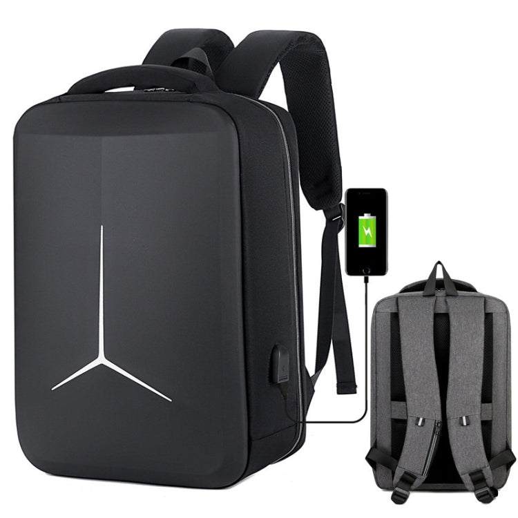 15 Inch Multifunctional Waterproof Business Sports Laptop Backpack with USB Port (Black)