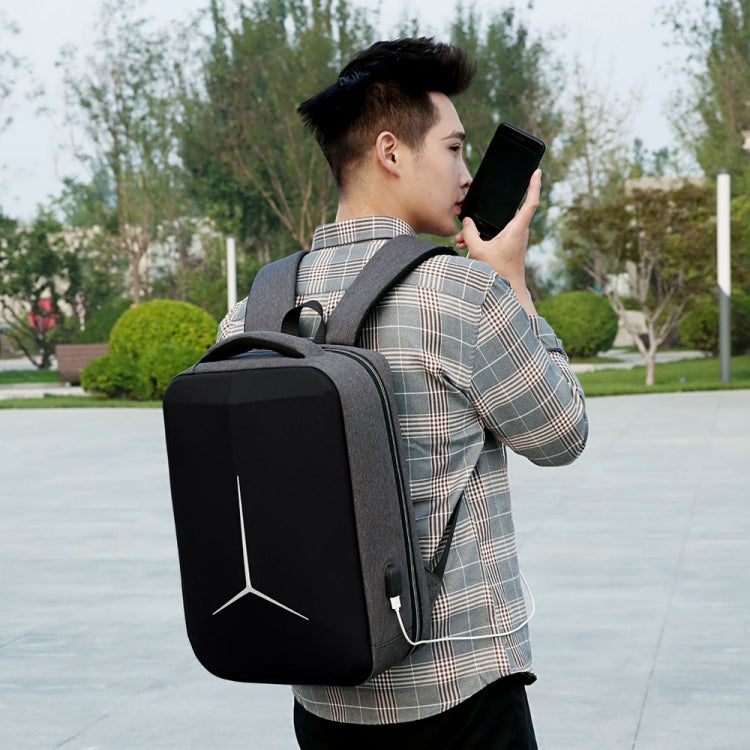 15 Inch Multifunctional Waterproof Business Sports Laptop Backpack with USB Port (Black)