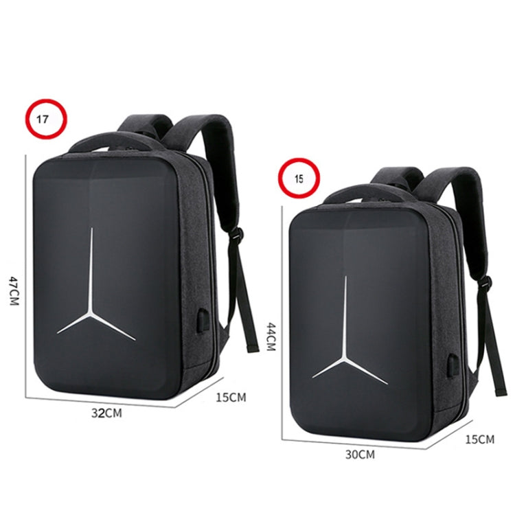 15 Inch Multifunctional Waterproof Business Sports Laptop Backpack with USB Port (Black)