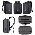 15 Inch Multifunctional Waterproof Business Sports Laptop Backpack with USB Port (Black)