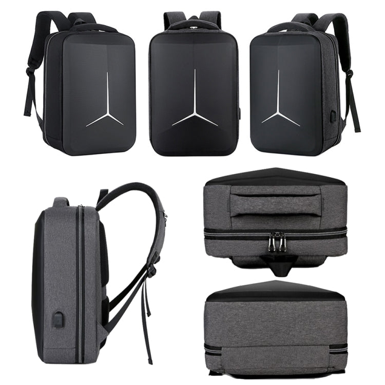 15 Inch Multifunctional Waterproof Business Sports Laptop Backpack with USB Port (Black)