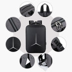 15 Inch Multifunctional Waterproof Business Sports Laptop Backpack with USB Port (Black)