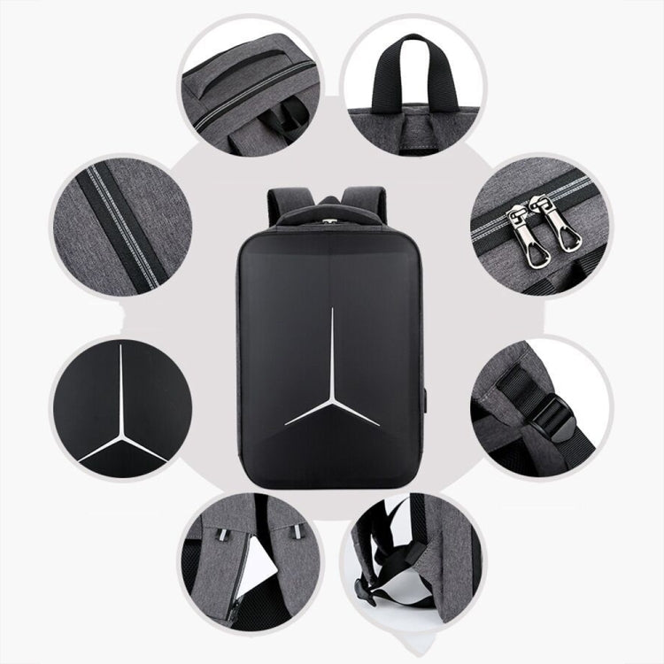 15 Inch Multifunctional Waterproof Business Sports Laptop Backpack with USB Port (Black)
