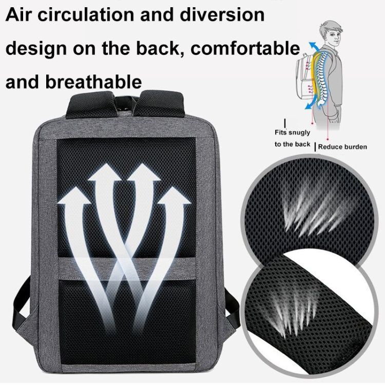 15 Inch Multifunctional Waterproof Business Sports Laptop Backpack with USB Port (Black)