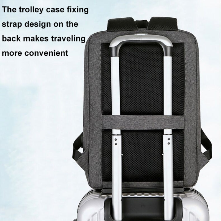 15 Inch Multifunctional Waterproof Business Sports Laptop Backpack with USB Port (Black)