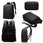 Men's 14-Inch Laptop Backpack Waterproof Large Capacity Business Commuter Backpack (Black)