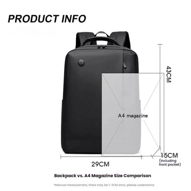 Men's 14-Inch Laptop Backpack Waterproof Large Capacity Business Commuter Backpack (Black)