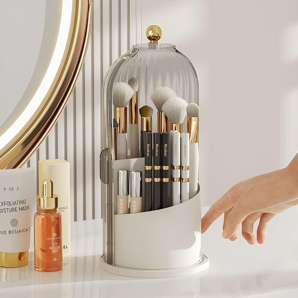 Beauty SpinMate – 360° Rotating Makeup Brush Holder & Cosmetic Organiser with Dustproof Lid