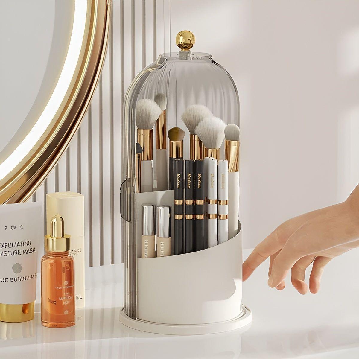 Beauty SpinMate – 360° Rotating Makeup Brush Holder & Cosmetic Organiser with Dustproof Lid