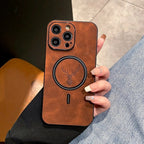 Luxury Deer Leather Apple iPhone Case | Magnetic Phone Case, Wireless Case, MagSafe, Wireless Charging, Protective Case, Cover for iPhone 15, 14, 13 Pro Max Plus