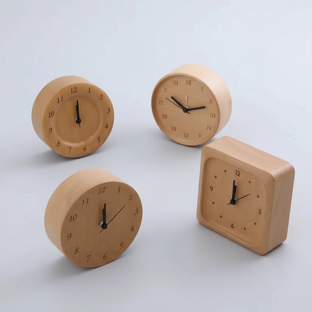 Elegant alarm clock made of beech wood for a stylish home