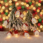 Wooden LED House Light with Warm White Light for Festive Accents