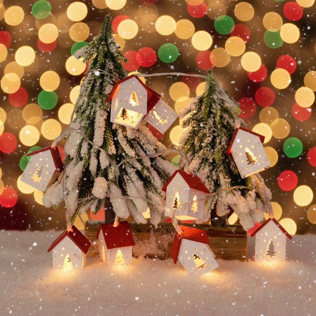 Wooden LED House Light with Warm White Light for Festive Accents