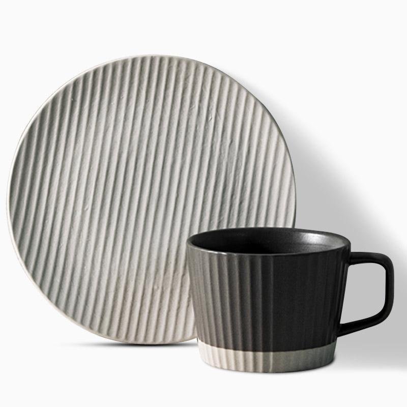 ElegantSips – Stoneware Coffee Mug Set with Spoon