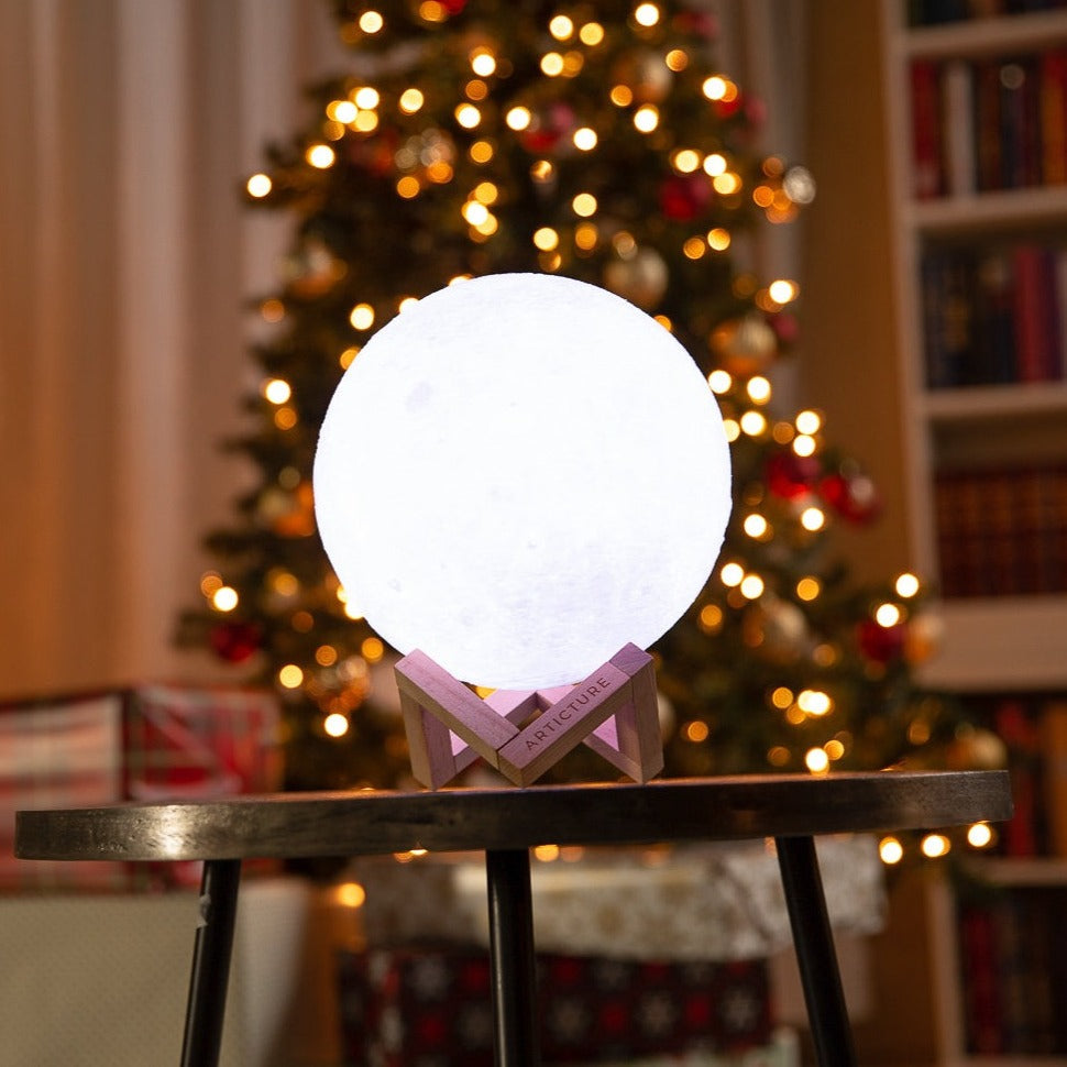 Moon Lamp Wooden Base 3D Table Light