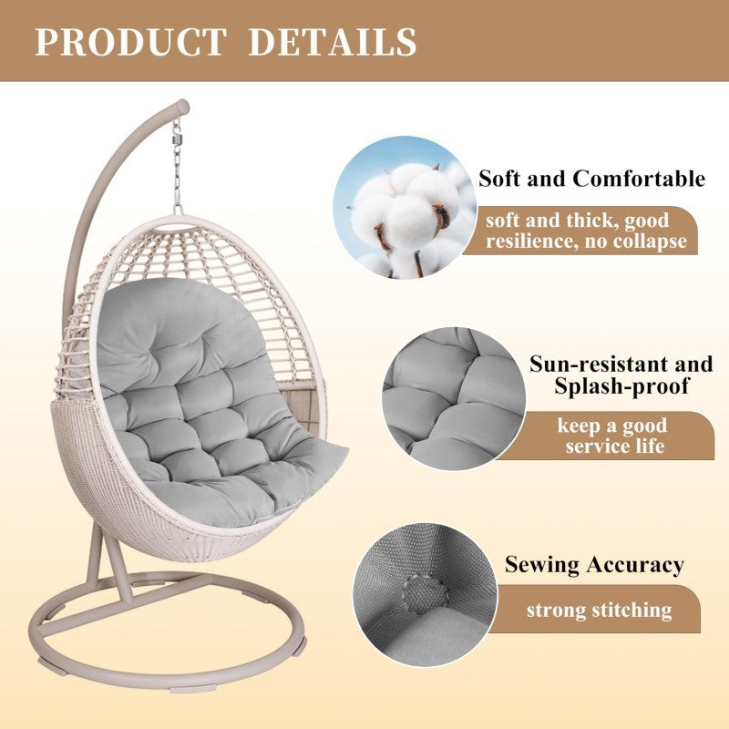 Comfort Cushion for Garden and Swing Chair – Dark Grey – 80x120 cm – For Indoor & Outdoor