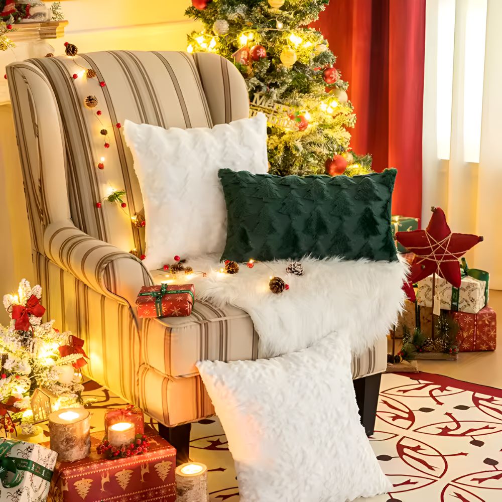 Cozy Plush Christmas Tree Pillowcase made of Ultra-Soft Fabric