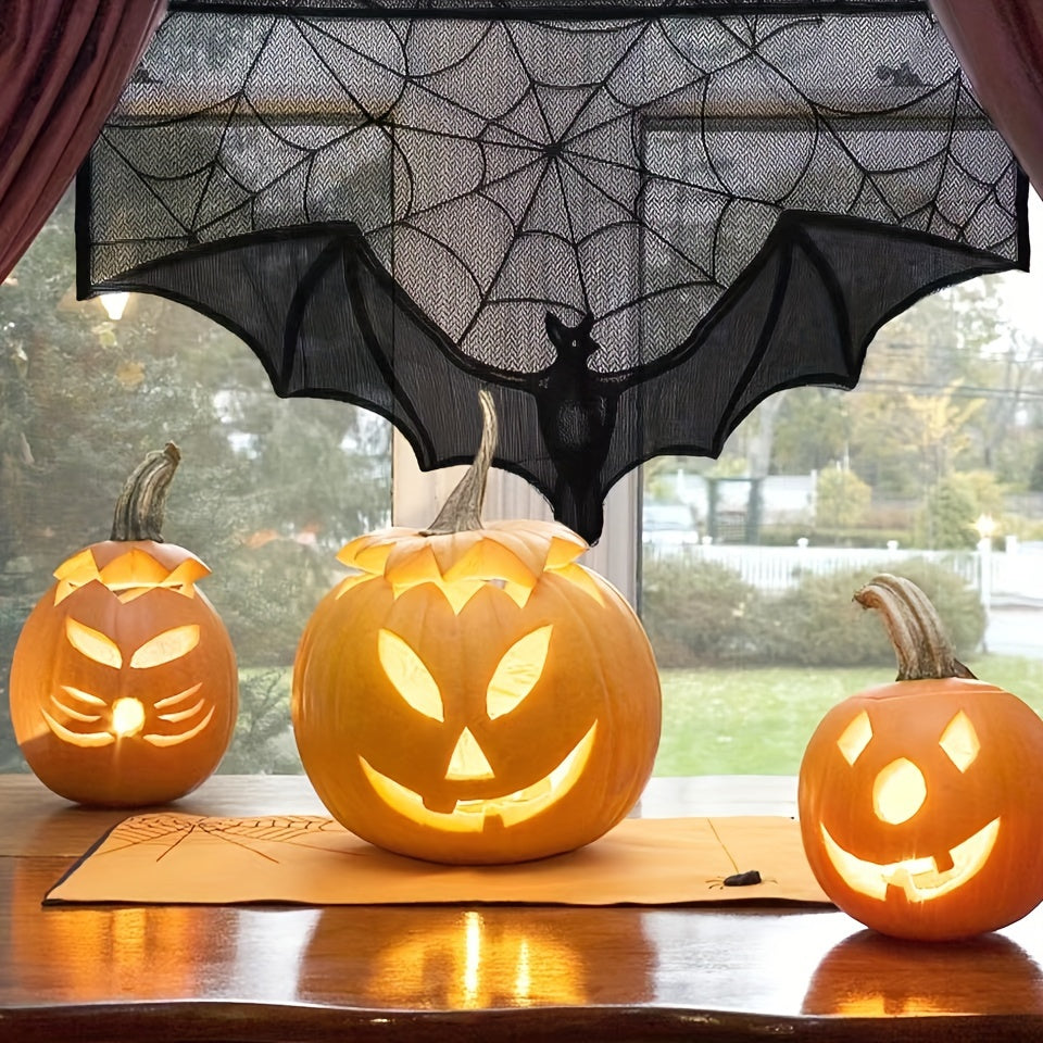 Black Lace Table Runner – Halloween Decoration for Spooky Tables