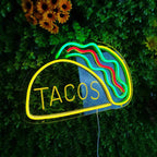 Neon Fast Food Sign – Bright Tacos Design, LED Night Light for Restaurants and Kitchens