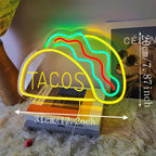 Neon Fast Food Sign – Bright Tacos Design, LED Night Light for Restaurants and Kitchens
