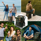 3-in-1 camouflage rucksack with folding chair & cooler compartment