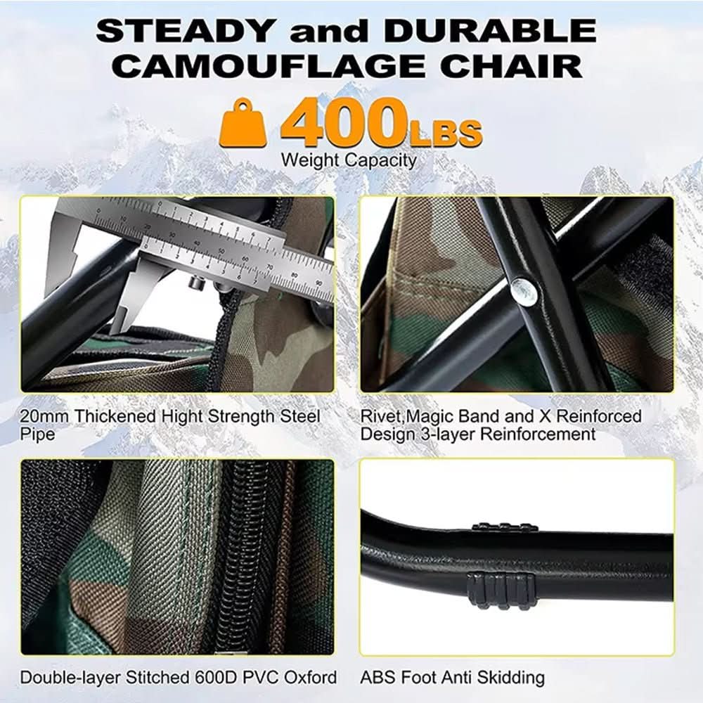 3-in-1 camouflage rucksack with folding chair & cooler compartment
