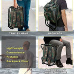 3-in-1 camouflage rucksack with folding chair & cooler compartment