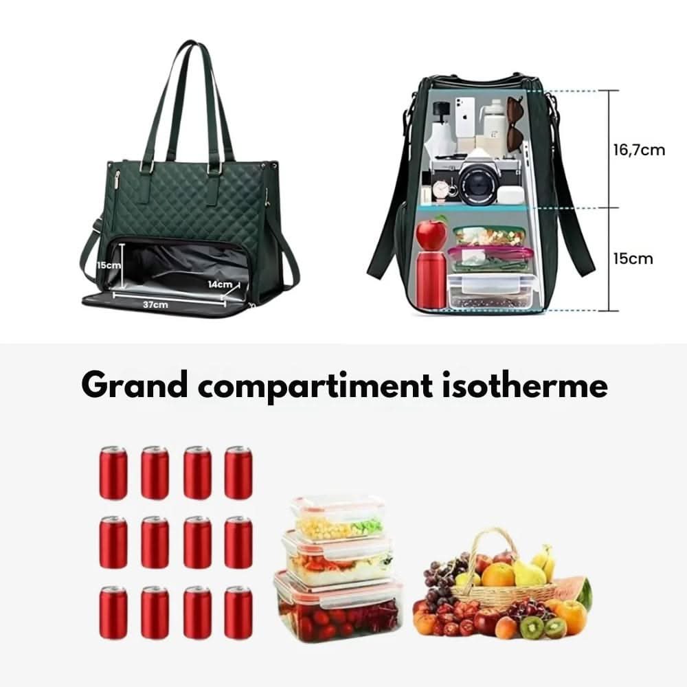 in-1 - Elegant shopping bag with integrated insulated compartment & large storage space