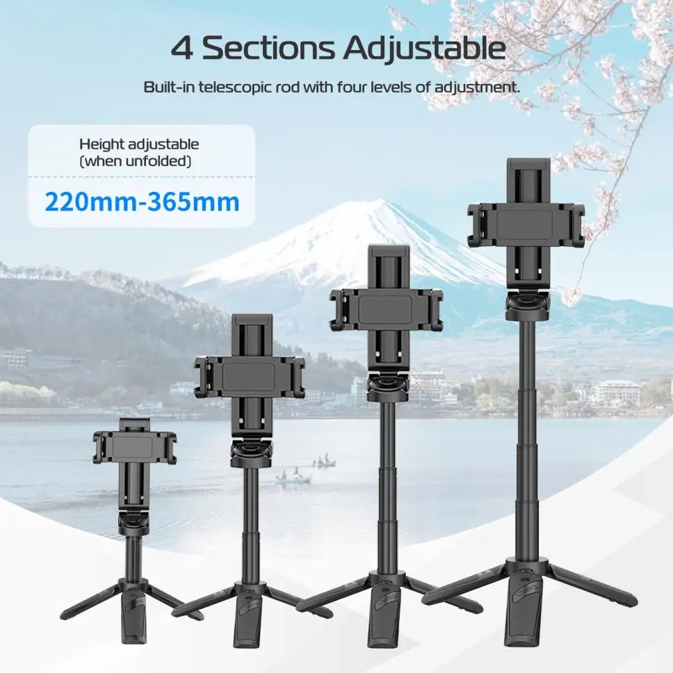 Bag tripod with retractable handle and remote control