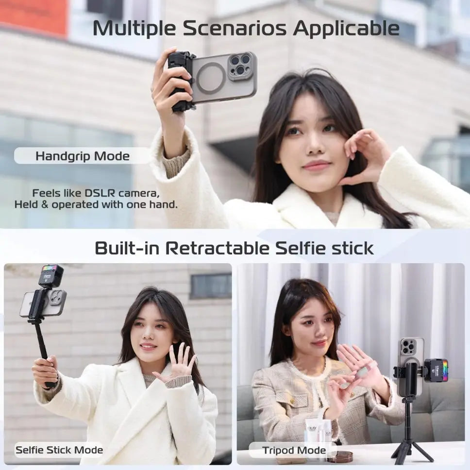 Bag tripod with retractable handle and remote control