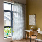 Teal Blue Leaves Semi Sheer Curtains
