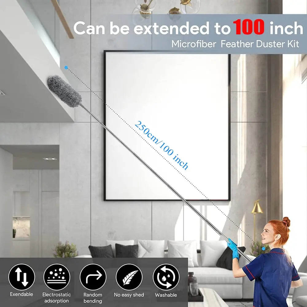 Telescopic Microfiber Dust Cloth – Washable & with Electrostatic Effect