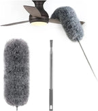 Telescopic dust duster with extra long microfiber head (Free 3 replacement cleaning heads)
