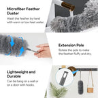 Telescopic dust duster with extra long microfiber head (Free 3 replacement cleaning heads)