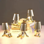 Golden Man LED Thinking Table Lamp – Playful Nightstand Lamp for Bedroom & Decor