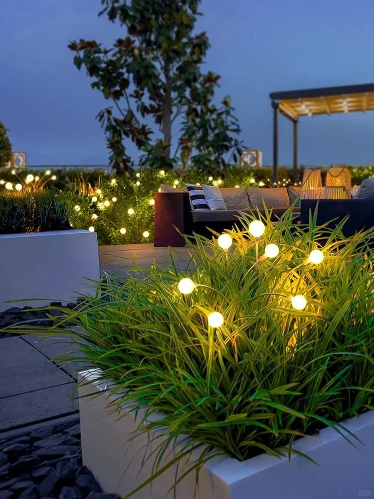 Solar-powered Firefly Garden Light - Three-headed LED Lamp for Outdoors