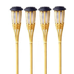 Solar-powered garden torches in bamboo design – Weatherproof LED decorative lighting for outdoors