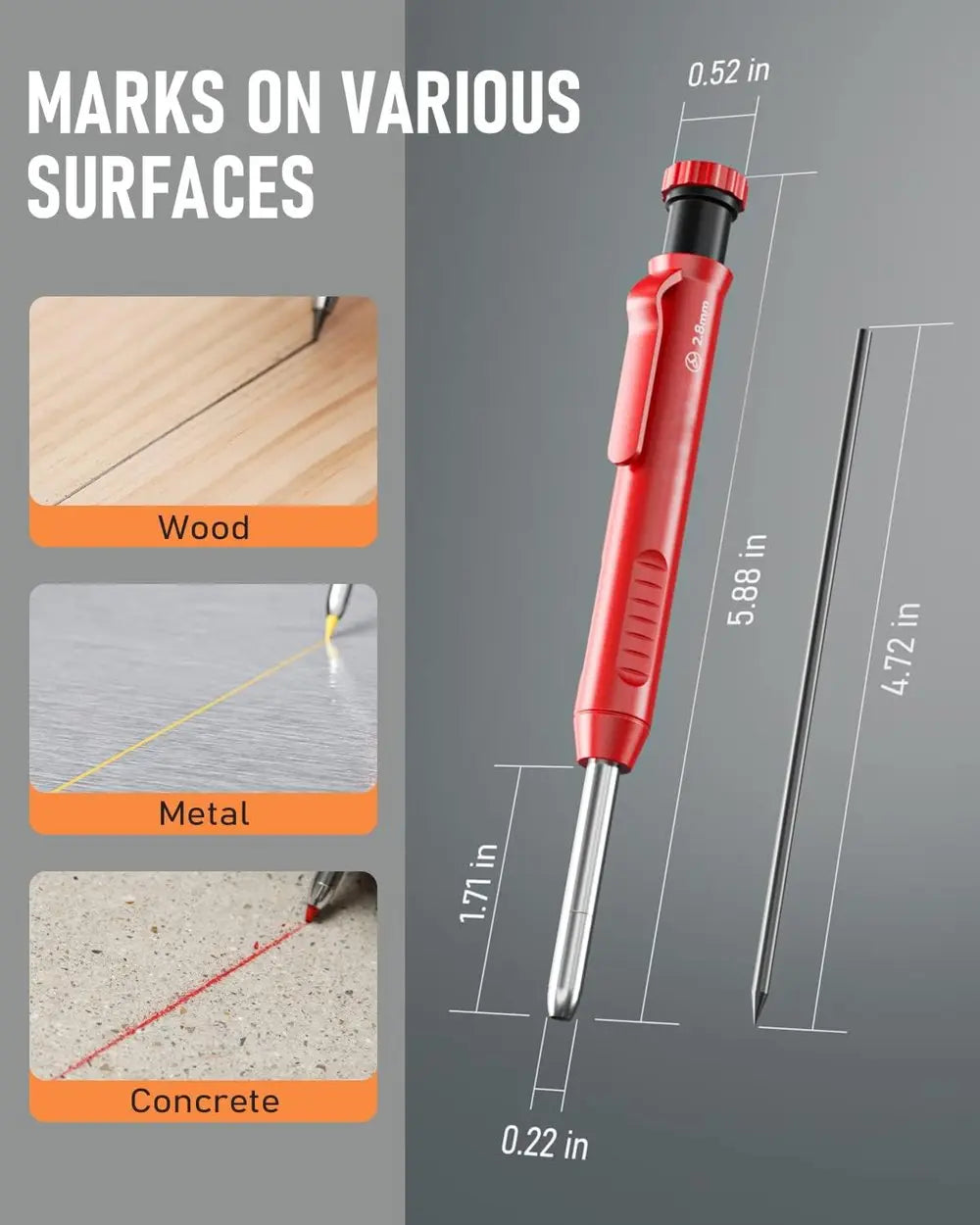 Borehole carpenter pencil with refill set