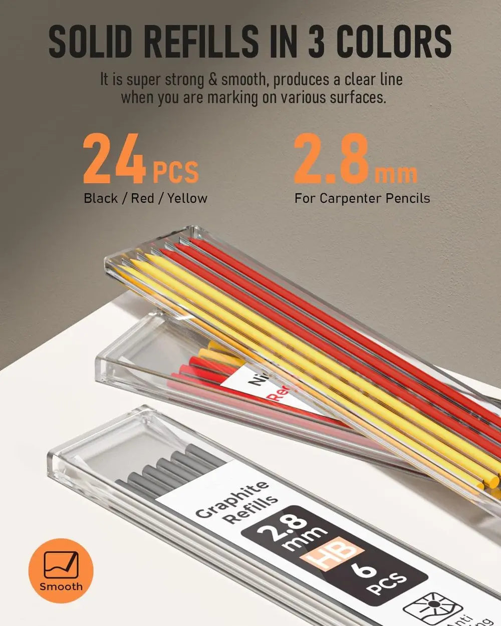 Borehole carpenter pencil with refill set