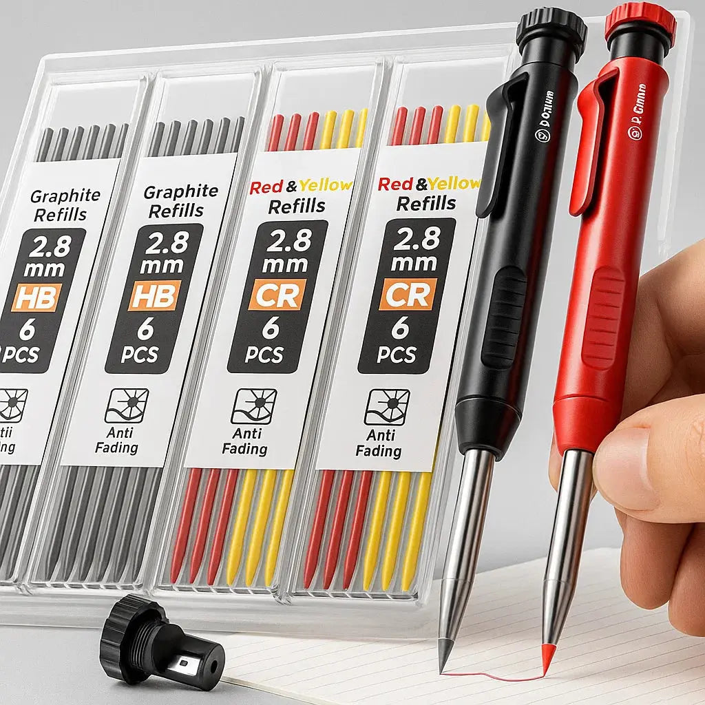 Borehole carpenter pencil with refill set
