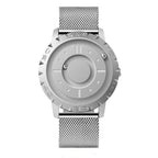 Magnetic ball watch with stainless steel case & mesh bracelet - Futuristic time display for technology lovers