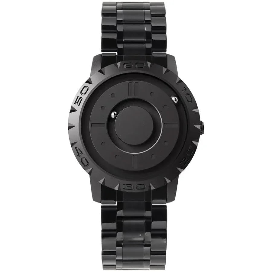 Magnetic ball watch with stainless steel case & mesh bracelet - Futuristic time display for technology lovers