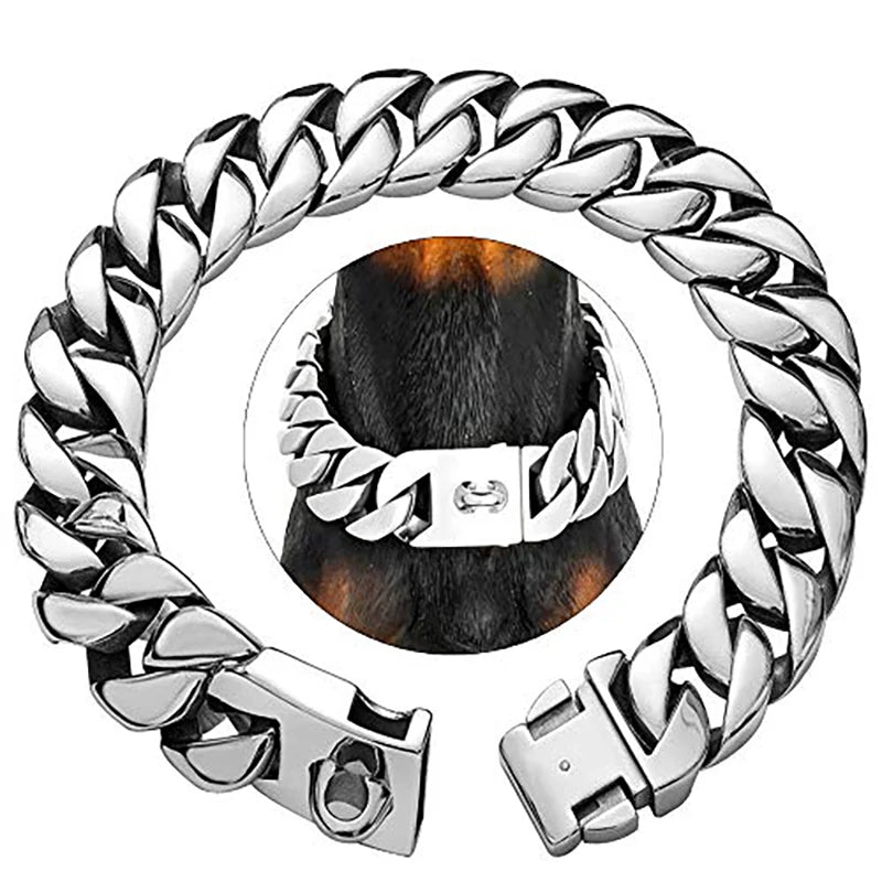 KrachtNeck Metal Dog Collar – Sturdy Stainless Steel Collar for Large Dogs
