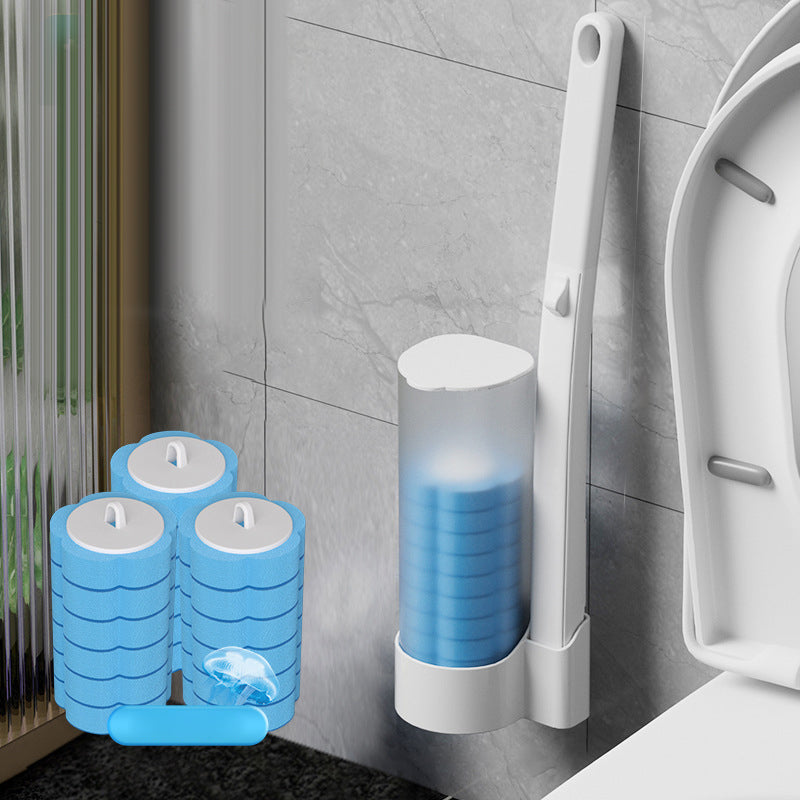 Antibacterial Disposable Toilet Brush with Hygienic Sponge Head and Holder